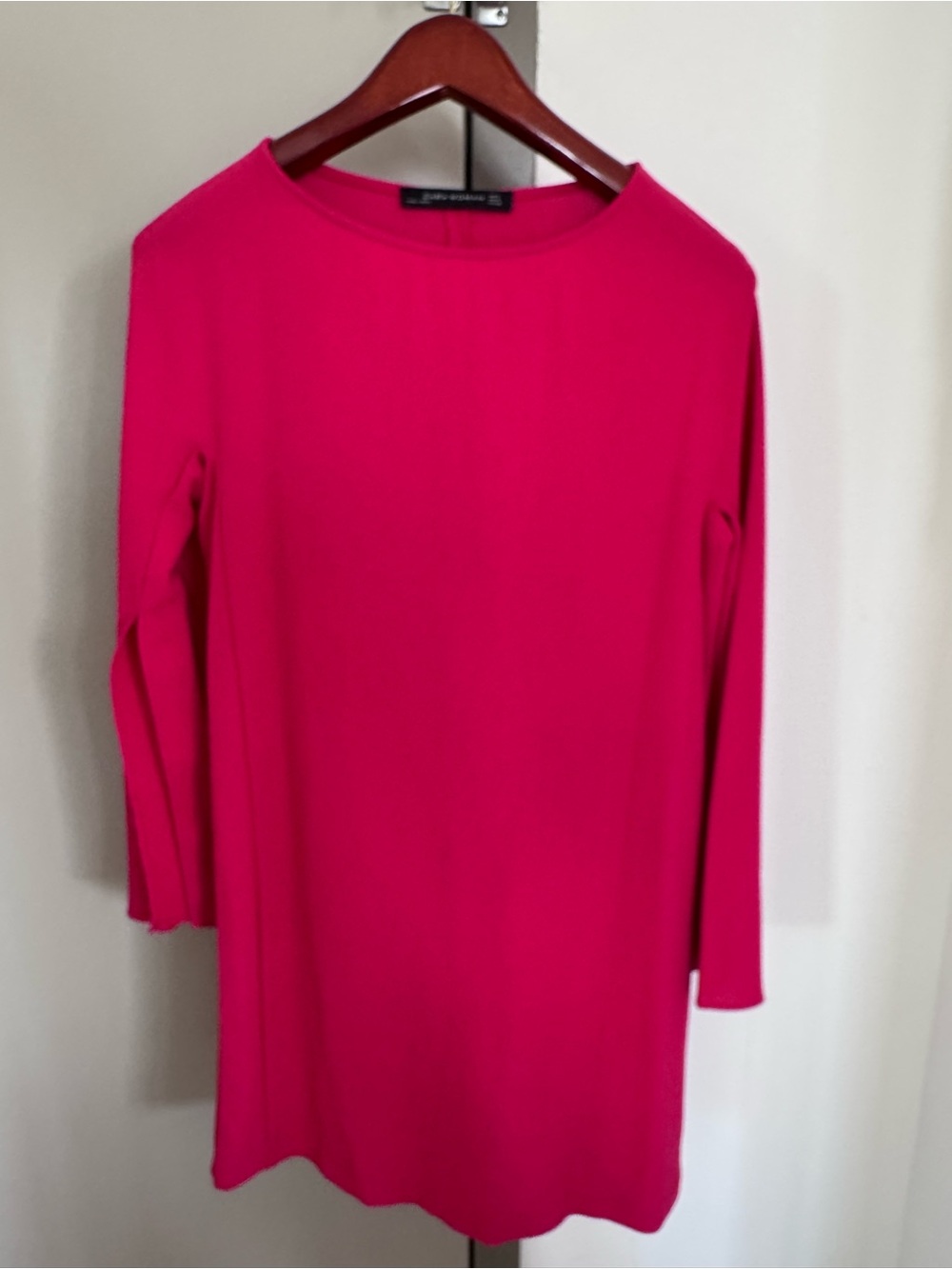 Zara Fuchsia Long Sleeve Shift Dress with Split Bell Sleeve Detail